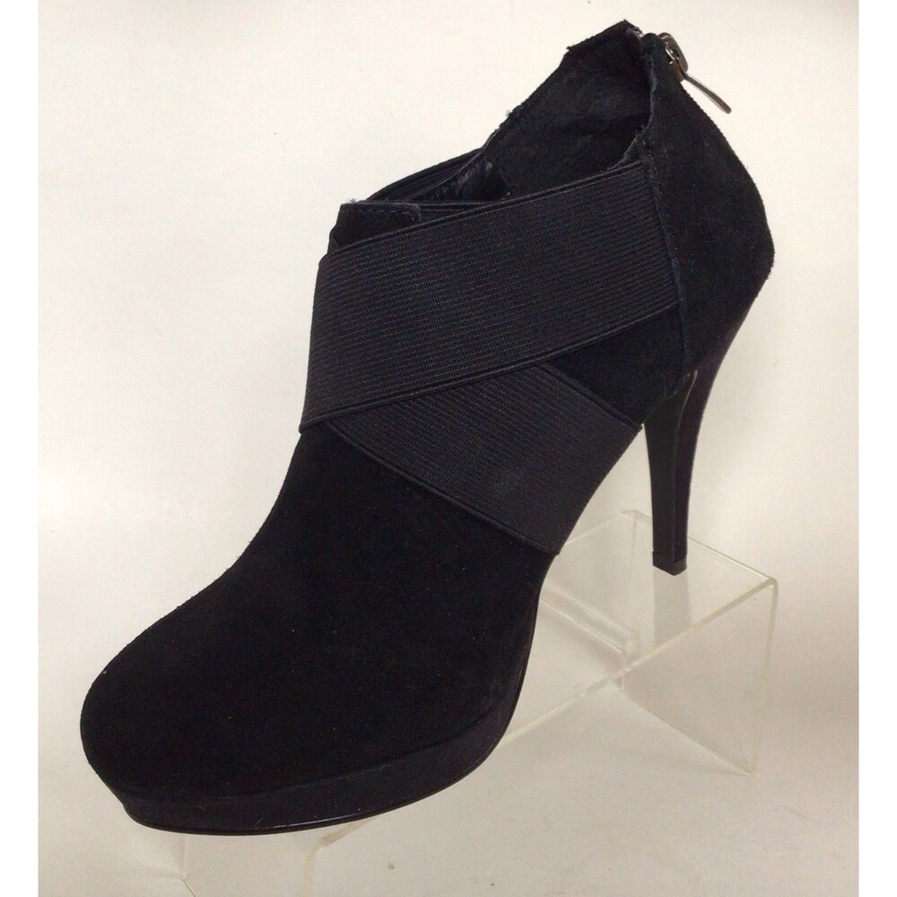 NEW Unbranded Cushion Walk Suede Elastic Trim Booties, Black (Size 7)